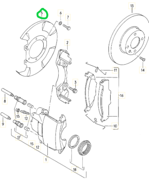 Deckblech, Staubschutzblech Bremsscheibe VA (171 615 311), mit Faustsattel